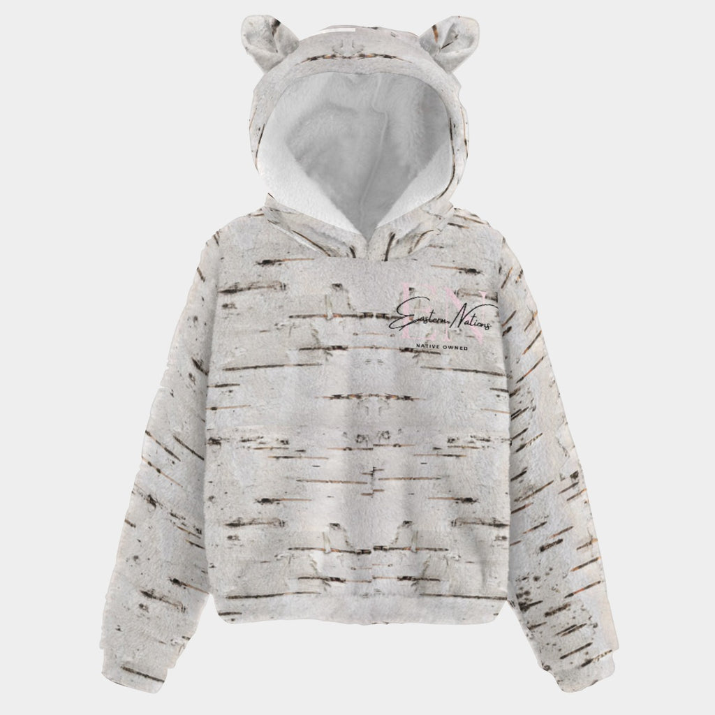 Kid's Plush Woodland Hoodie - Birch Print