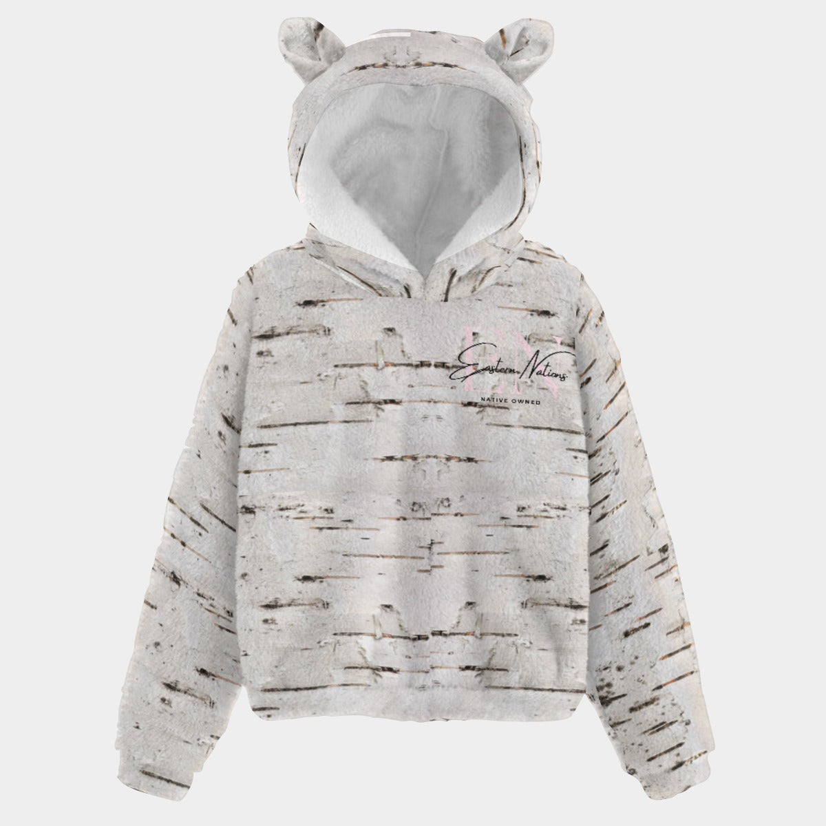 Kid's Plush Woodland Hoodie - Birch Print